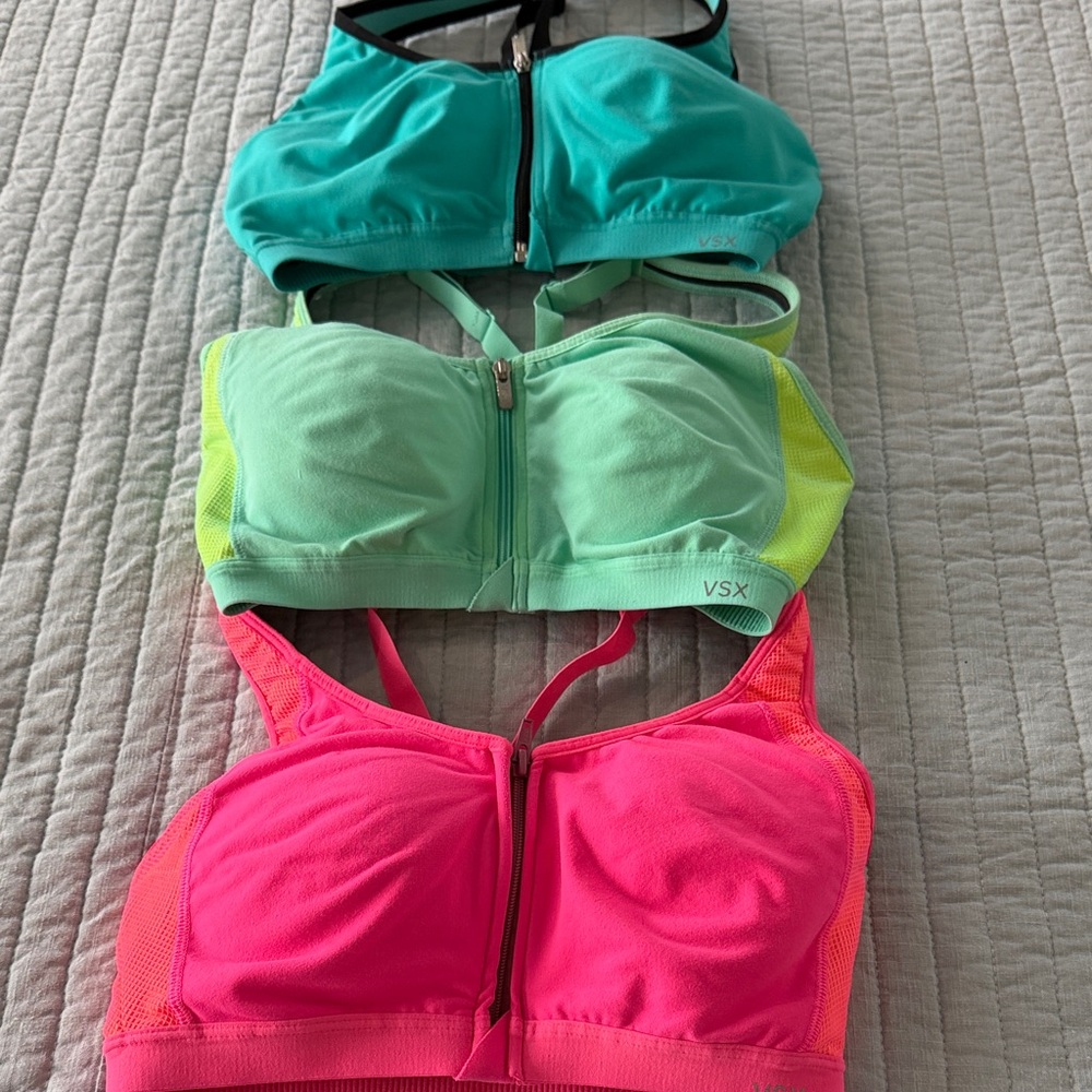 VSX Neon Pink + Mint + Teal Zip-Front Active Swim Tops